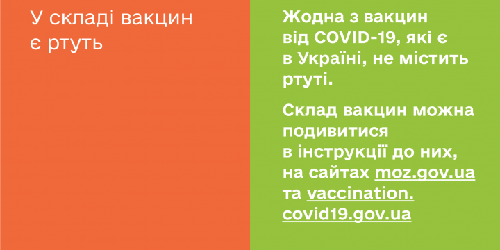 Не вірите міфам! Жодна з вакцин не містить у своєму складі ртуті