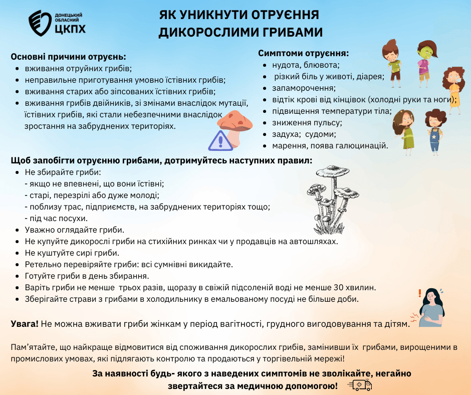 Пам’ятка щодо профілактики отруєння дикорослими грибами
